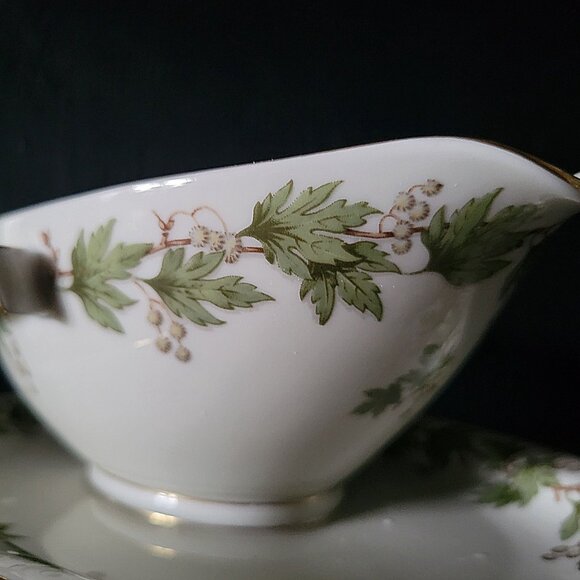 Vtg Franconia Krautheim Sycamore Gravy Boat w/ Attached Underplate, Fall Dining - Picture 5 of 8